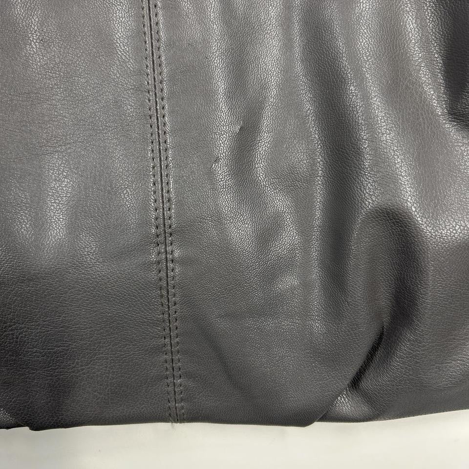 grey faux leather ruffled shoulder bag