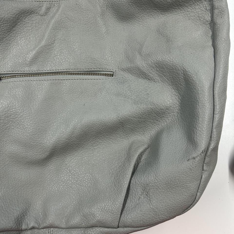 grey studded slouchy faux leather shoulder bag