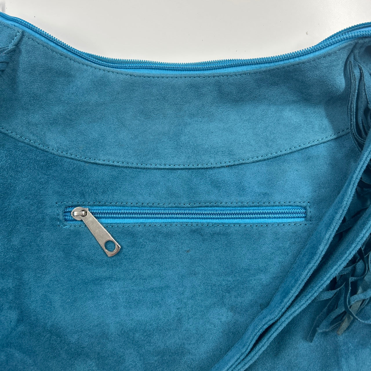 teal blue fringe festival shoulder bag