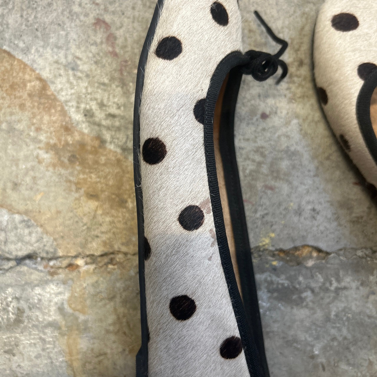 polka dot genuine leather cowhide ballet flats