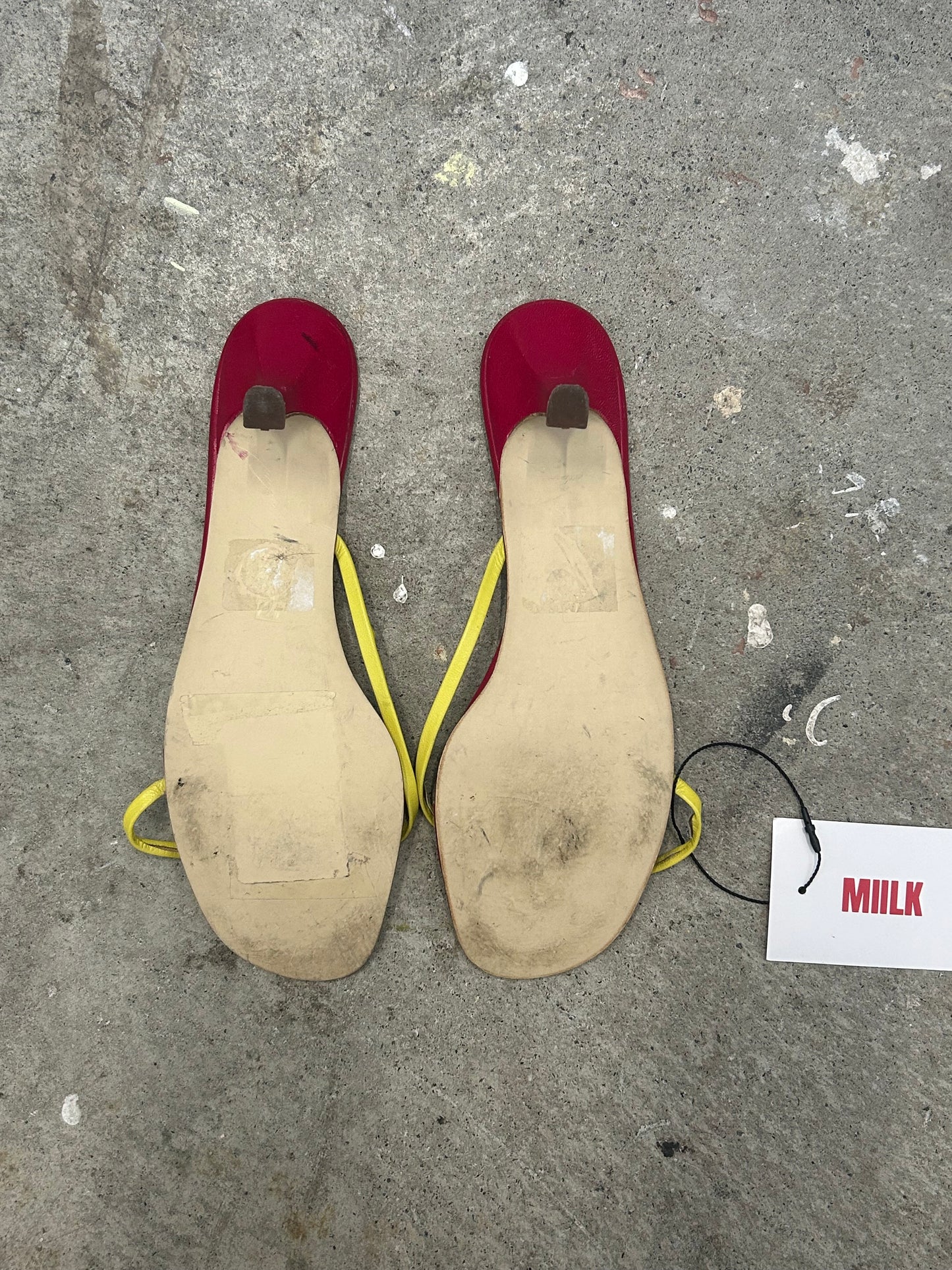 hot pink and yellow mini heels