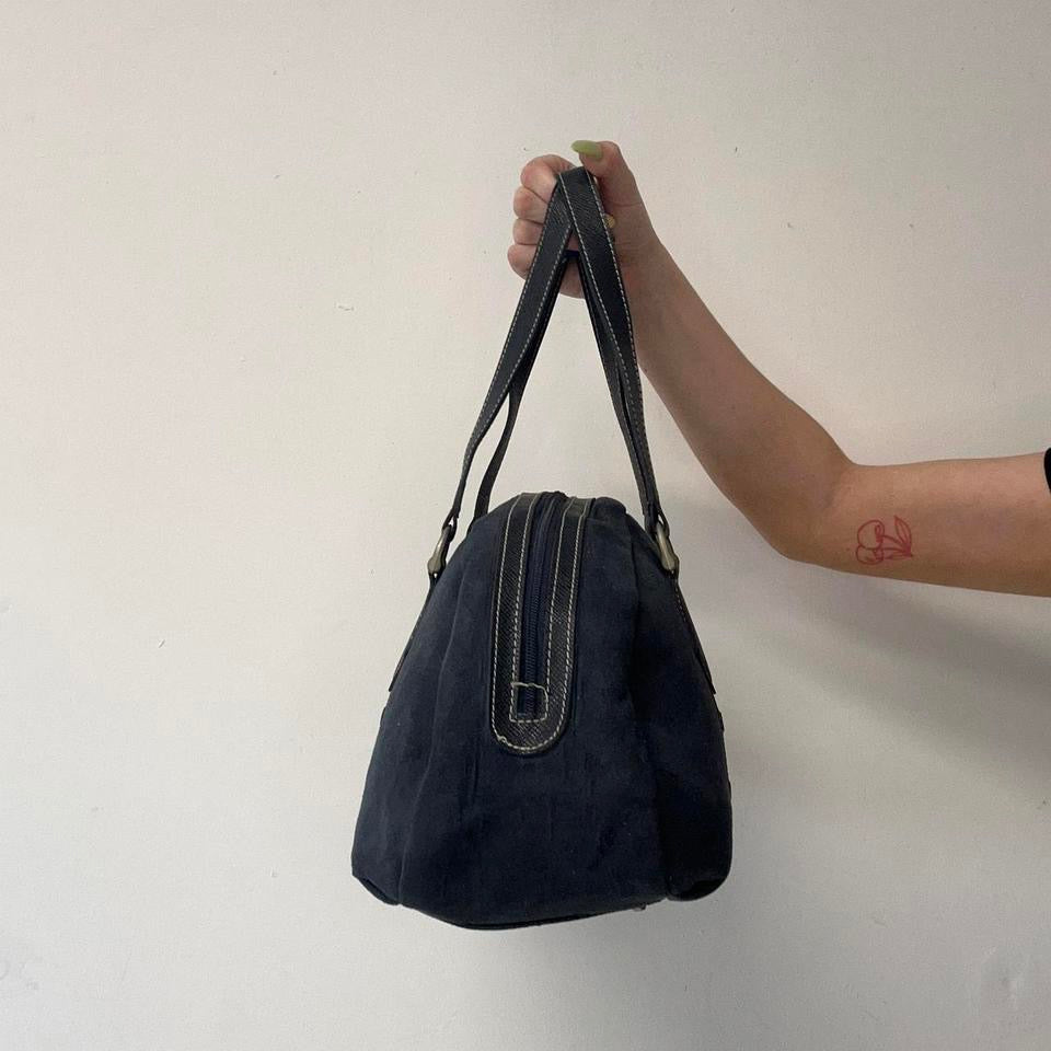 navy eyelet bowler shoulder bag