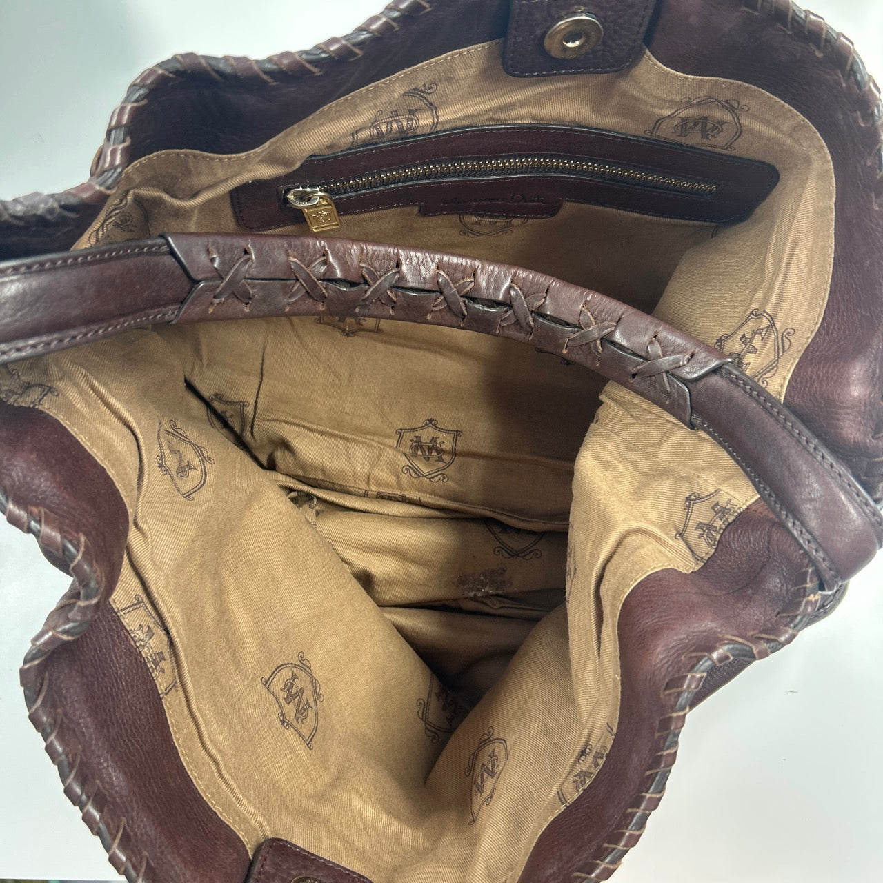 brown slouchy genuine leather shoulder bag
