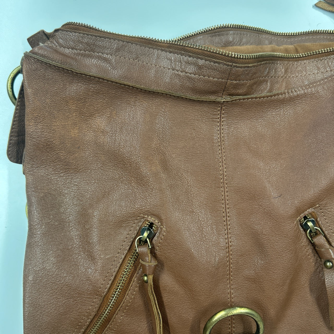 brown genuine leather buckle shoulder bag