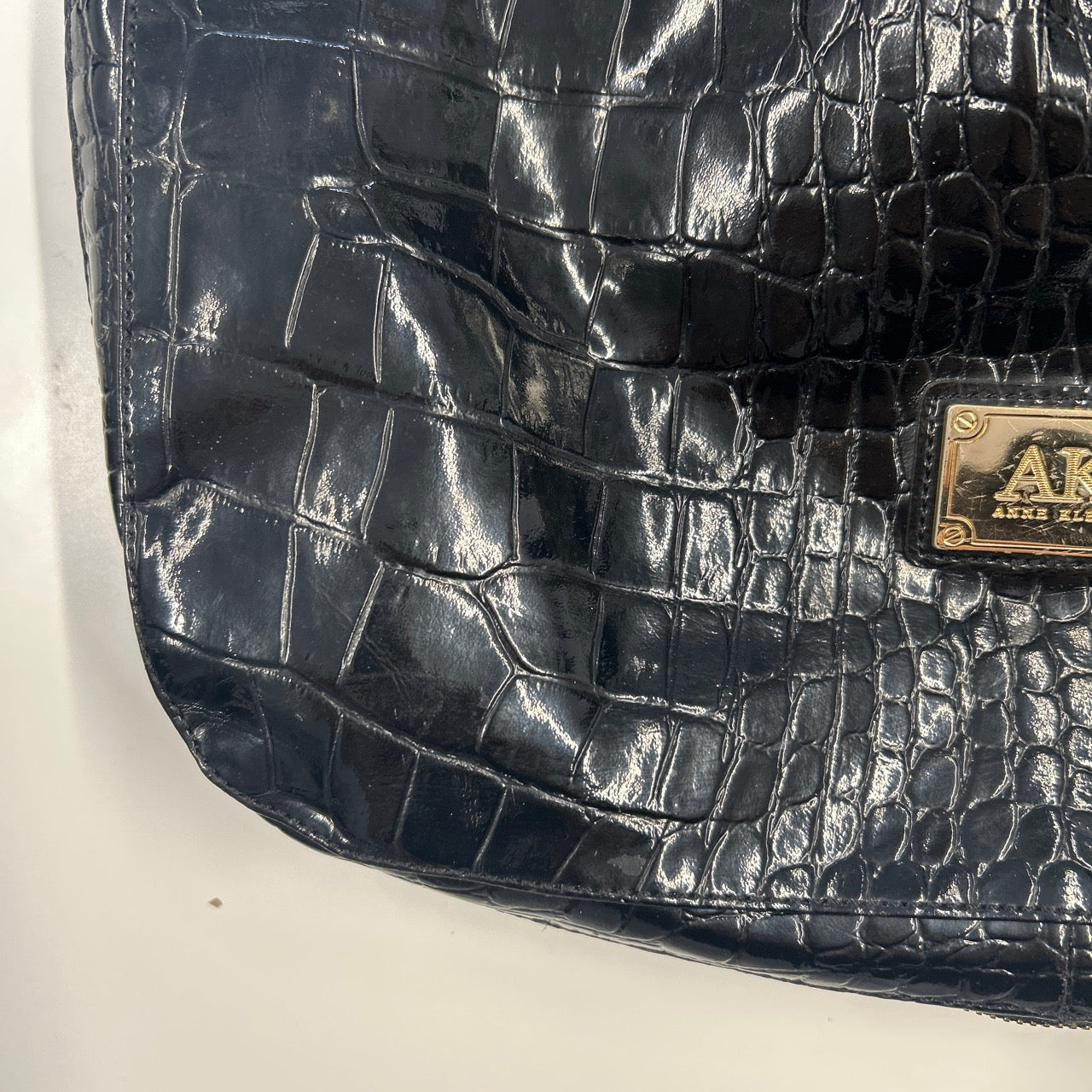 black croc effect faux leather shoulder bag
