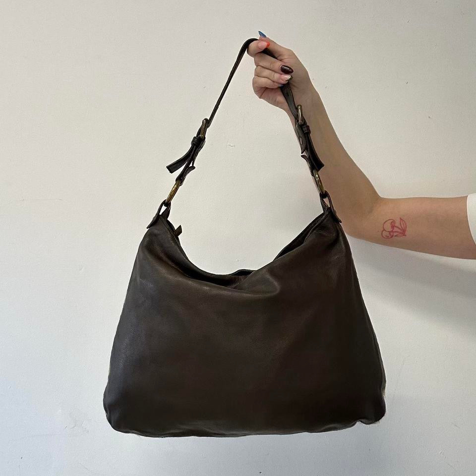 brown genuine leather cowhide shoulder bag