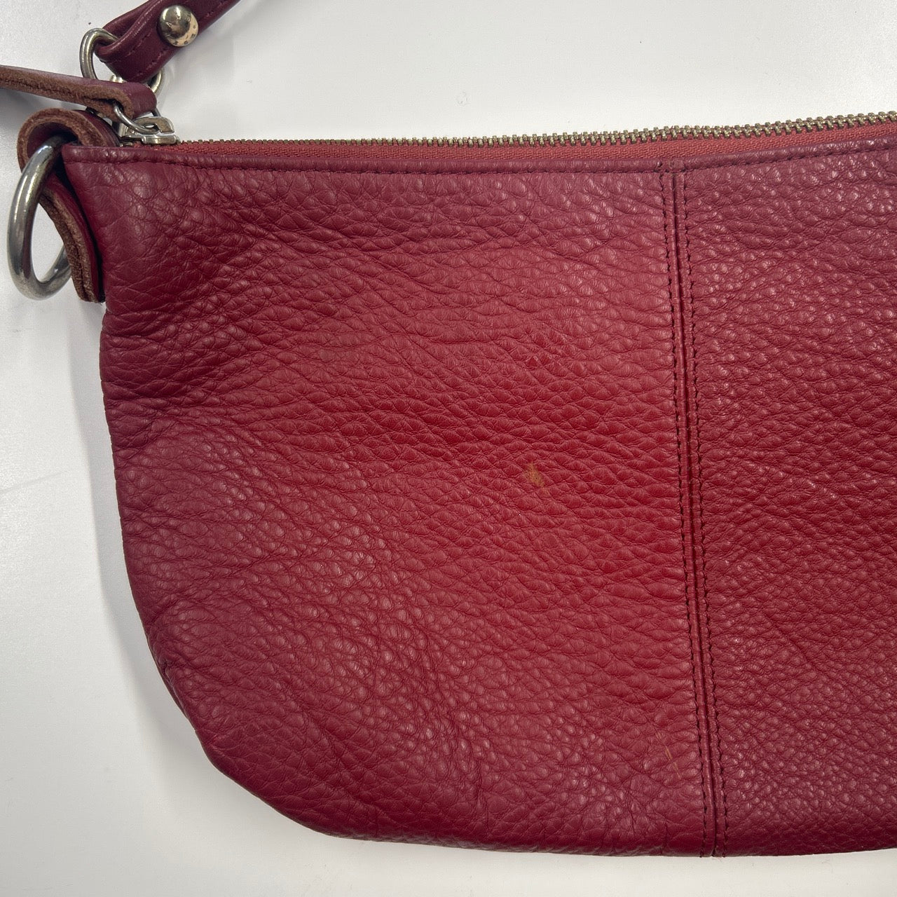 dark red genuine leather mini shoulder bag