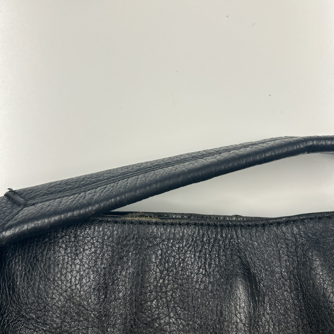 black genuine leather double zip shoulder bag