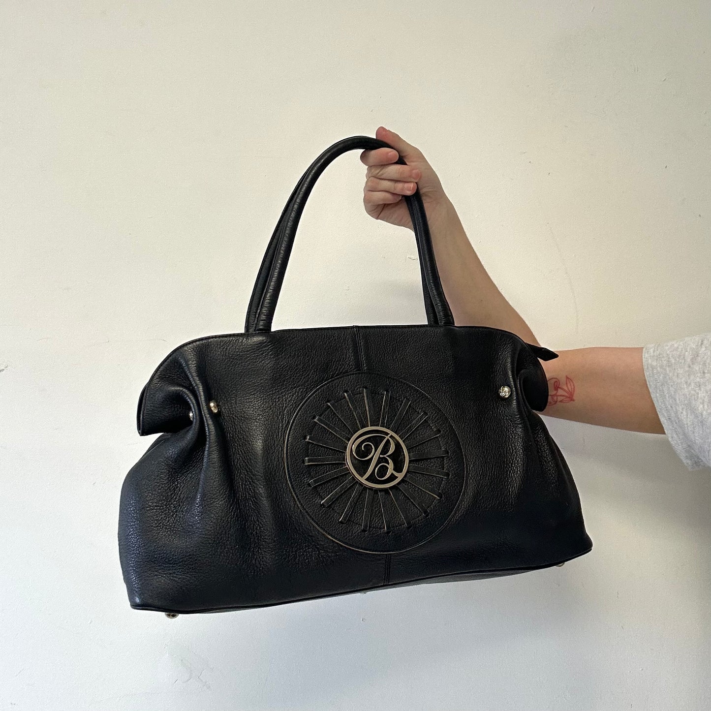 black large genuine leather shoulder bag