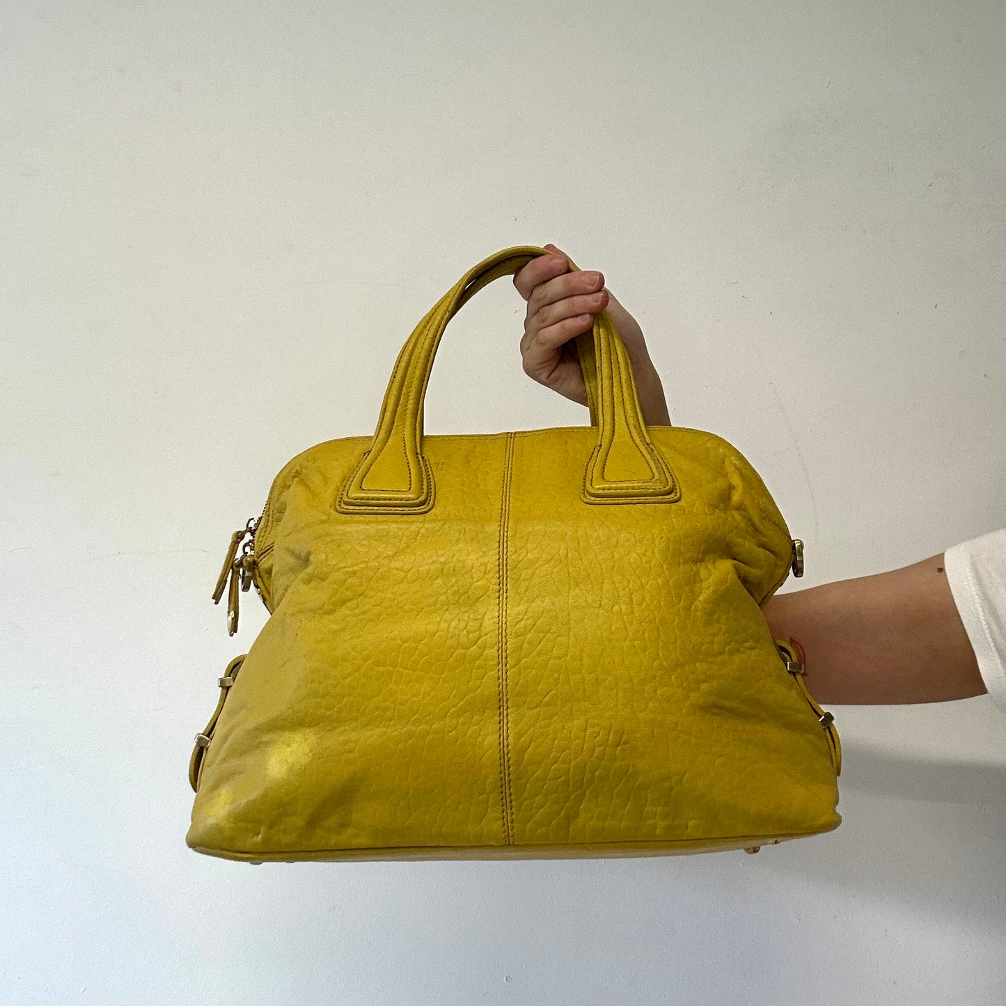 yellow genuine leather hand bag