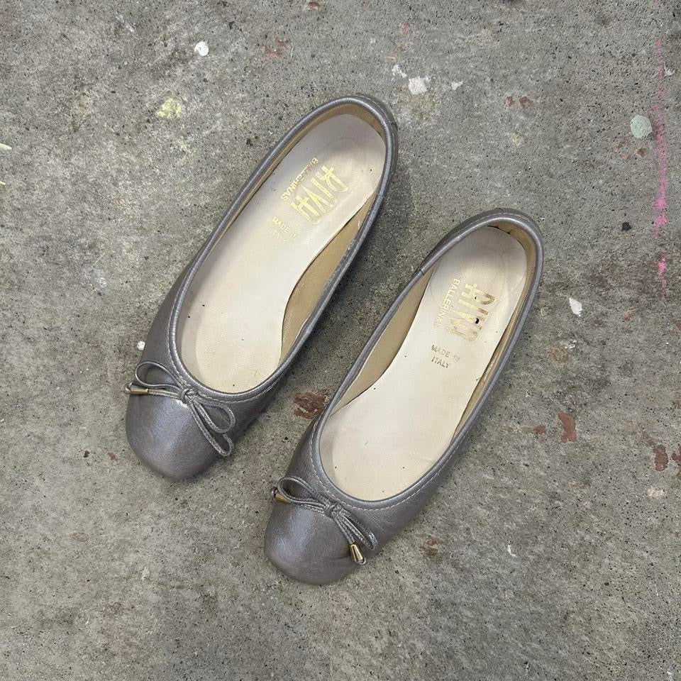 silver metallic ballet flats