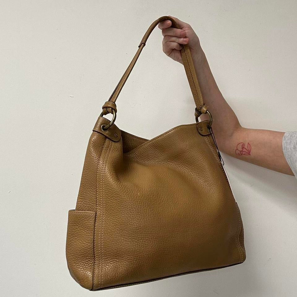 tanned leather shoulder bag