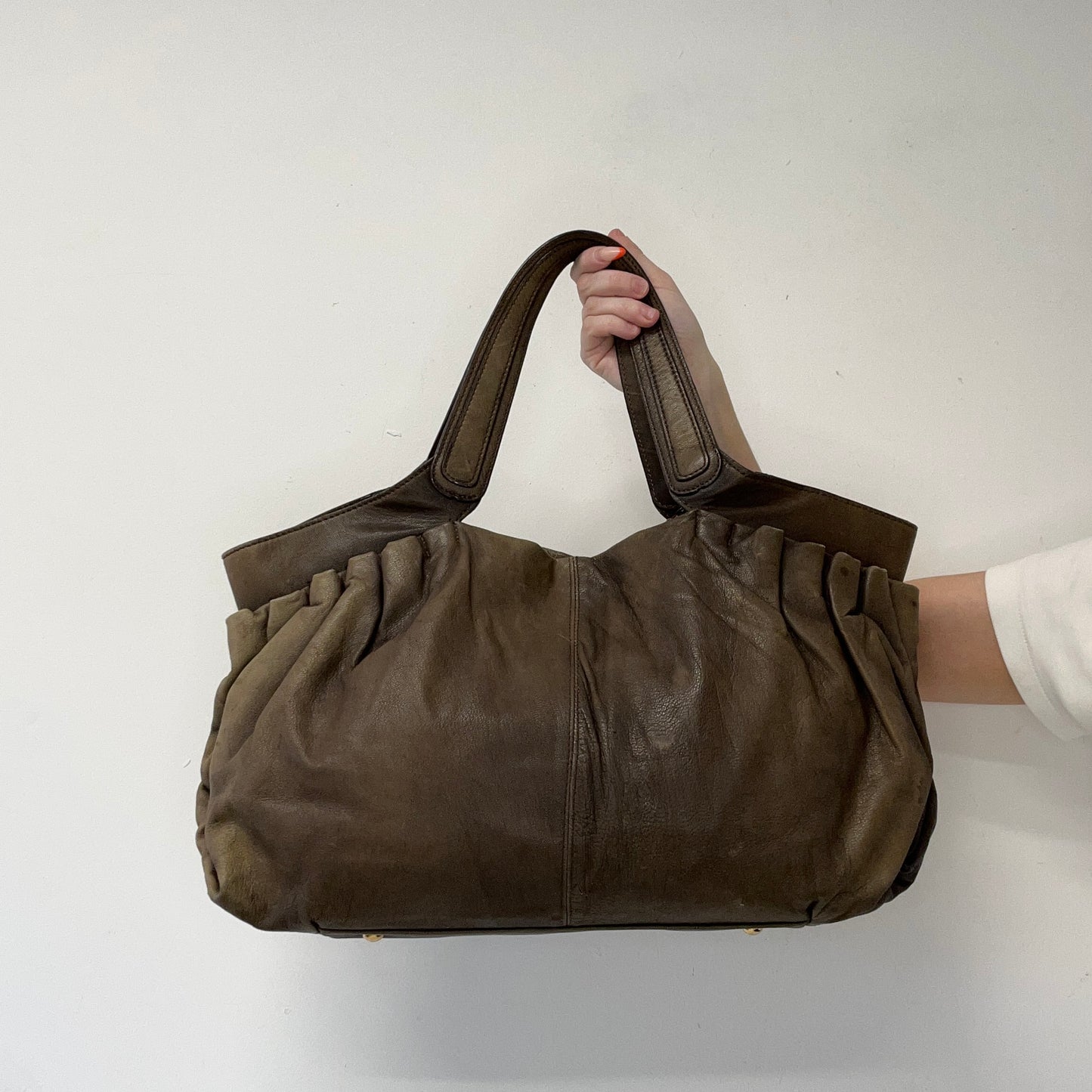 brown genuine leather shoulder bag