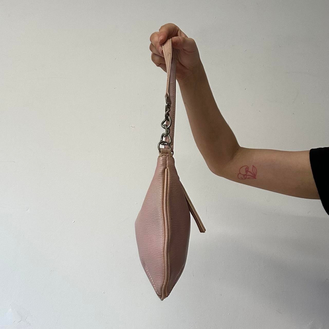 pink flower faux leather shoulder bag