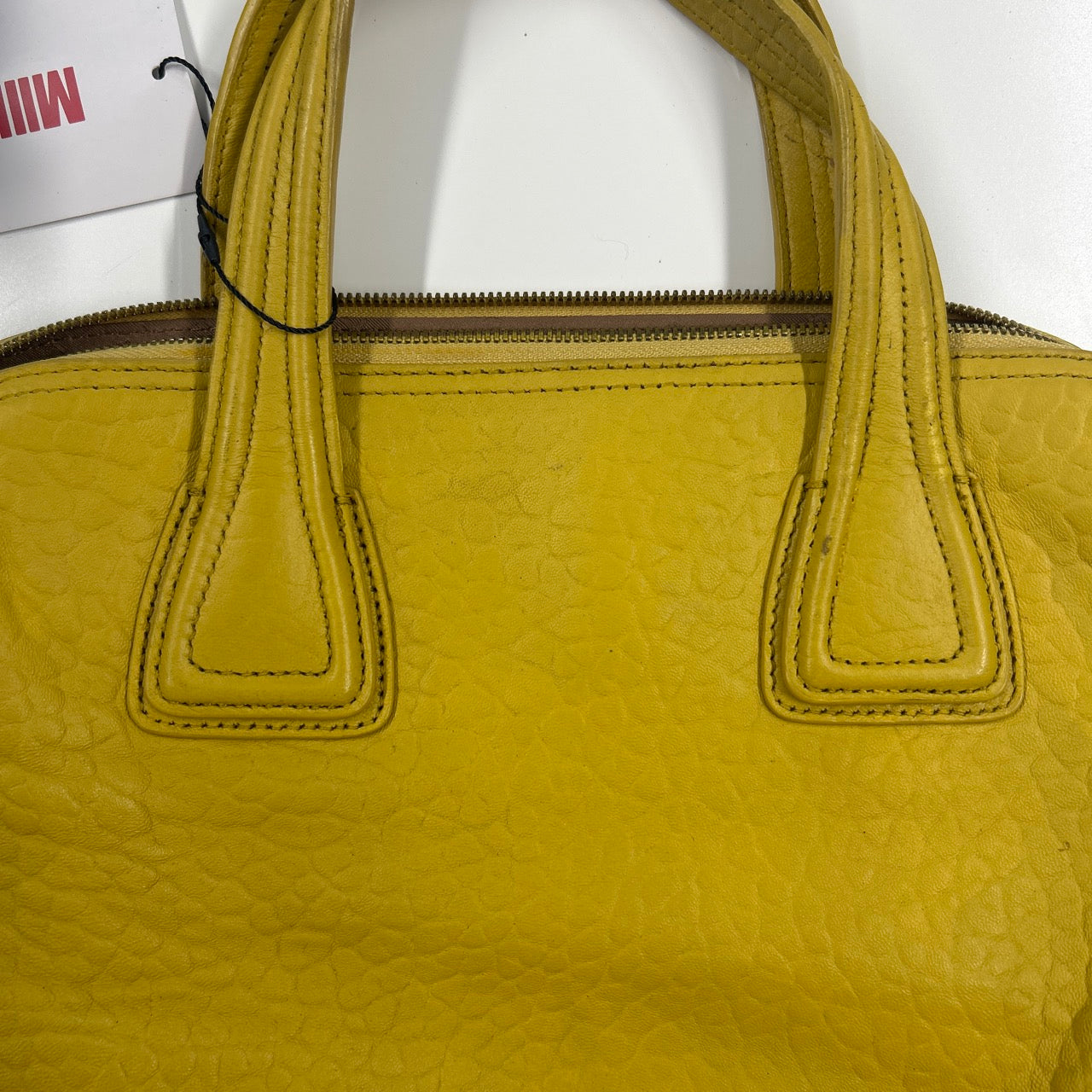 yellow genuine leather hand bag