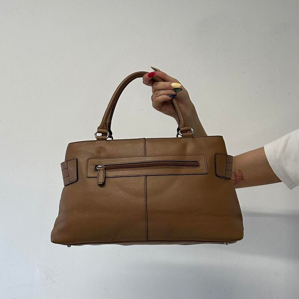 brown oversized faux leather shoulder bag