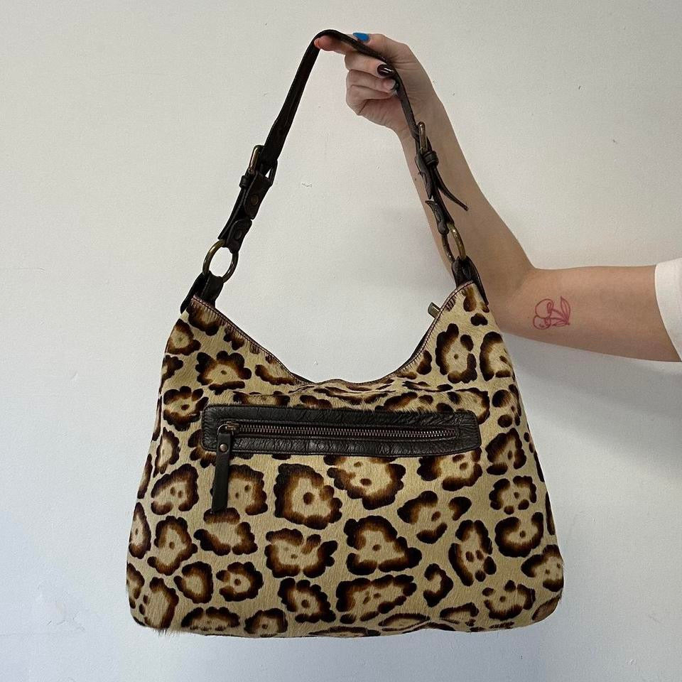 brown genuine leather cowhide shoulder bag