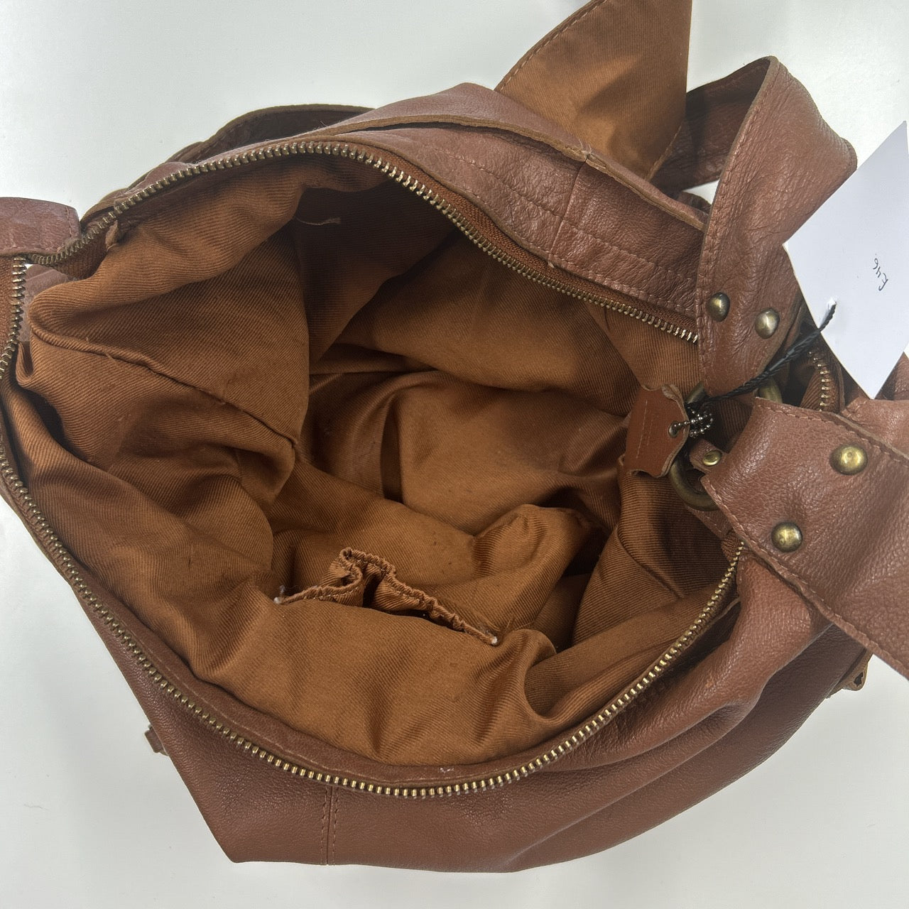 brown genuine leather buckle shoulder bag