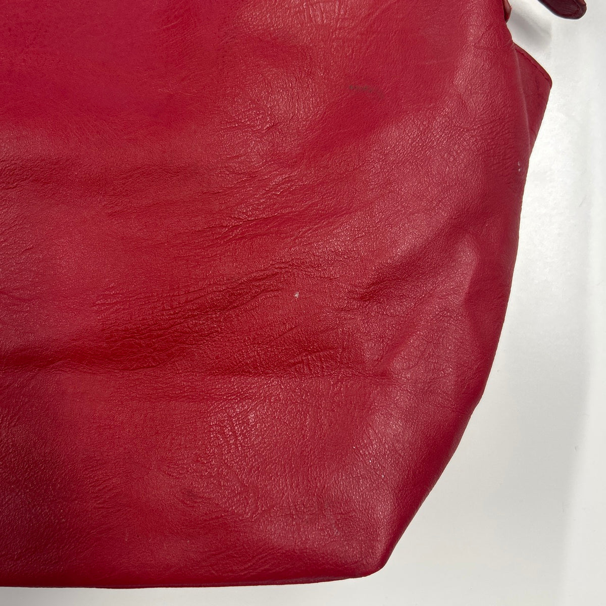 red double buckle faux leather shoulder bag
