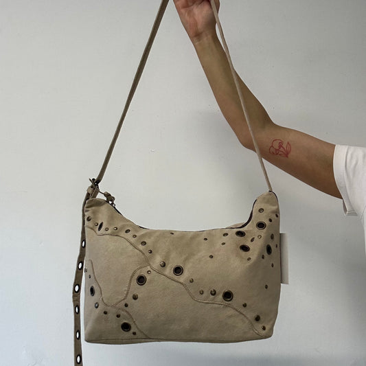 tanned eyelet lightweight crossbody bag