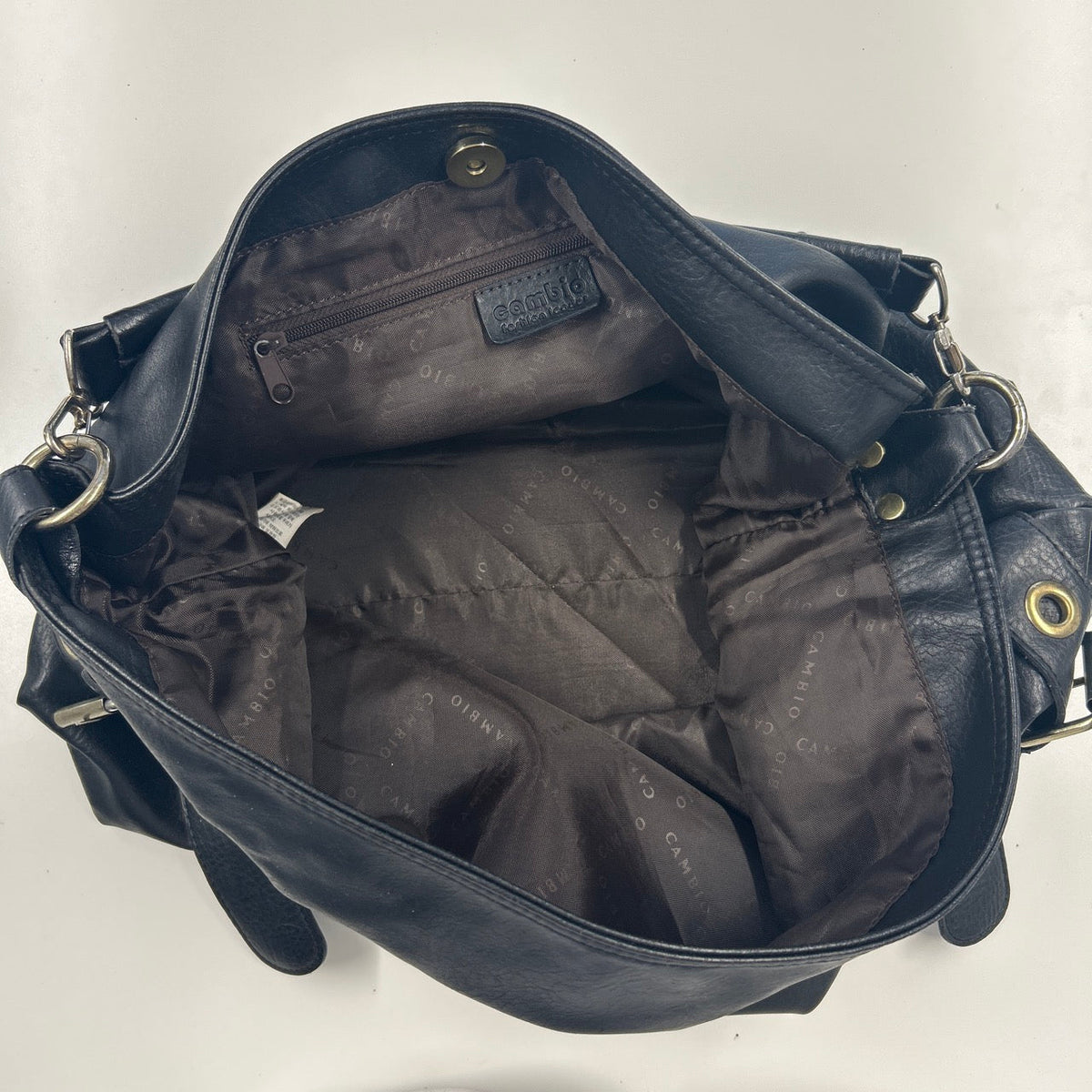 black double buckle faux leather shoulder bag