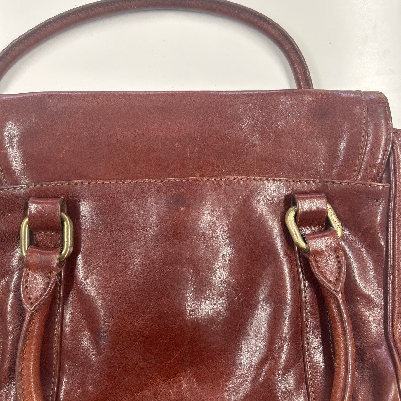 brown buckle genuine leather shoulder bag