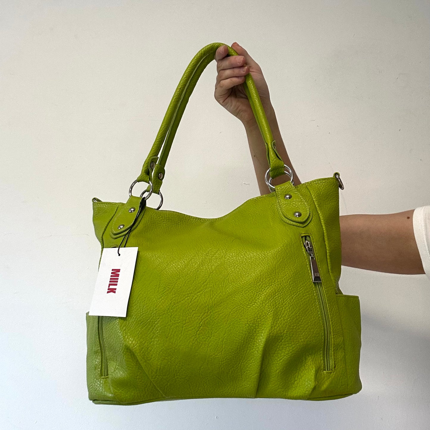 bright green leather leather shoulder bag