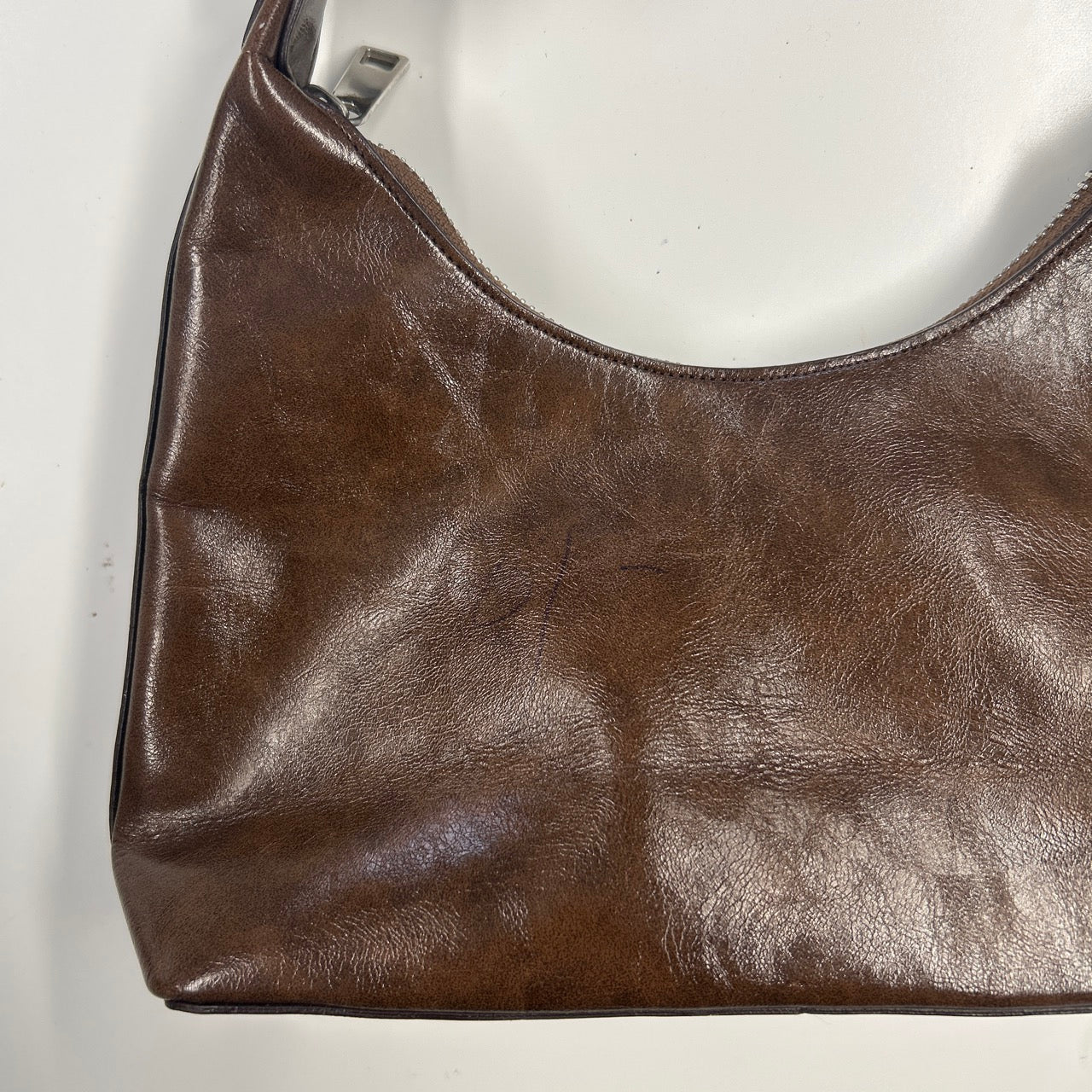 brown faux leather oversized buckle shoulder bag