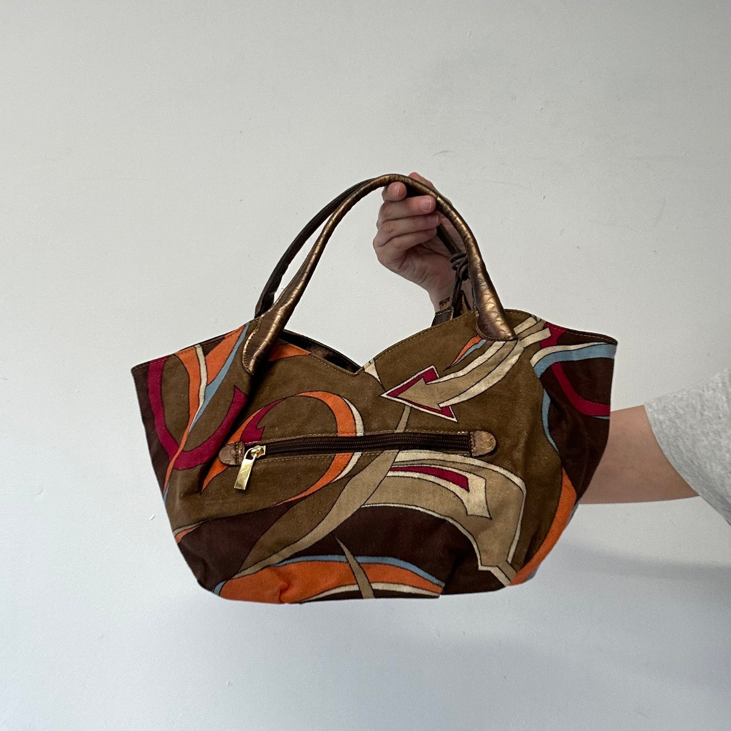 brown orange 70s soft feel shoulder bag