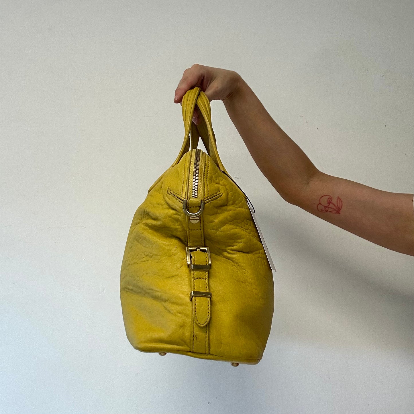 yellow genuine leather hand bag