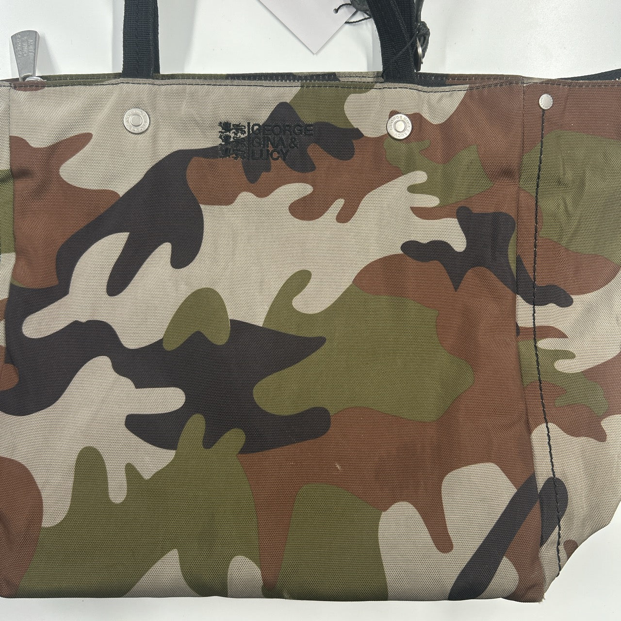 green camouflage george gina and lucy studded canvas shoulder bag