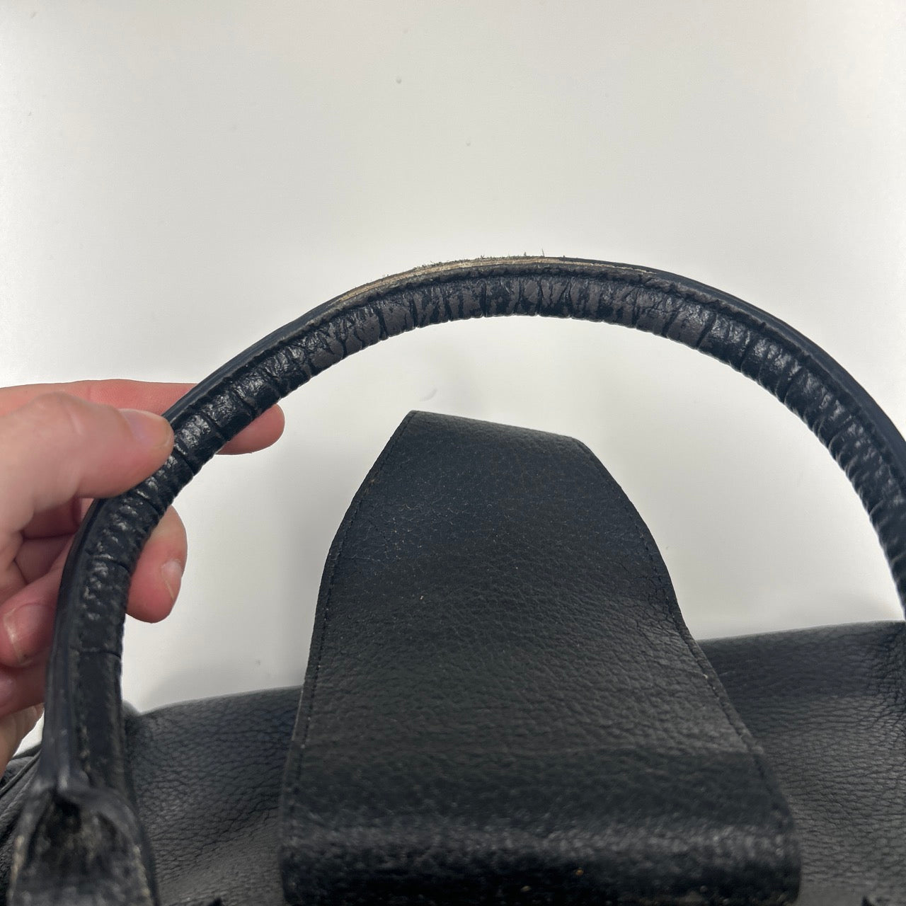 black genuine leather buckle shoulder bag