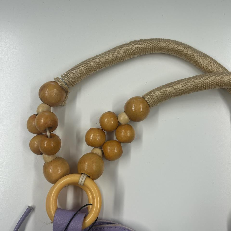 purple leather disc beaded shoulder bag
