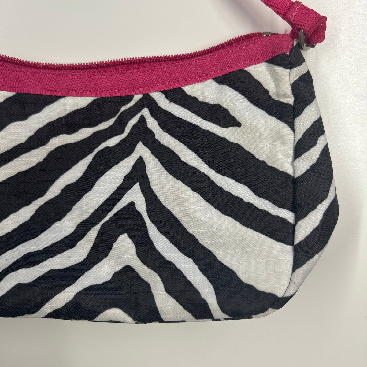 black and white zebra print canvas shoulder bag