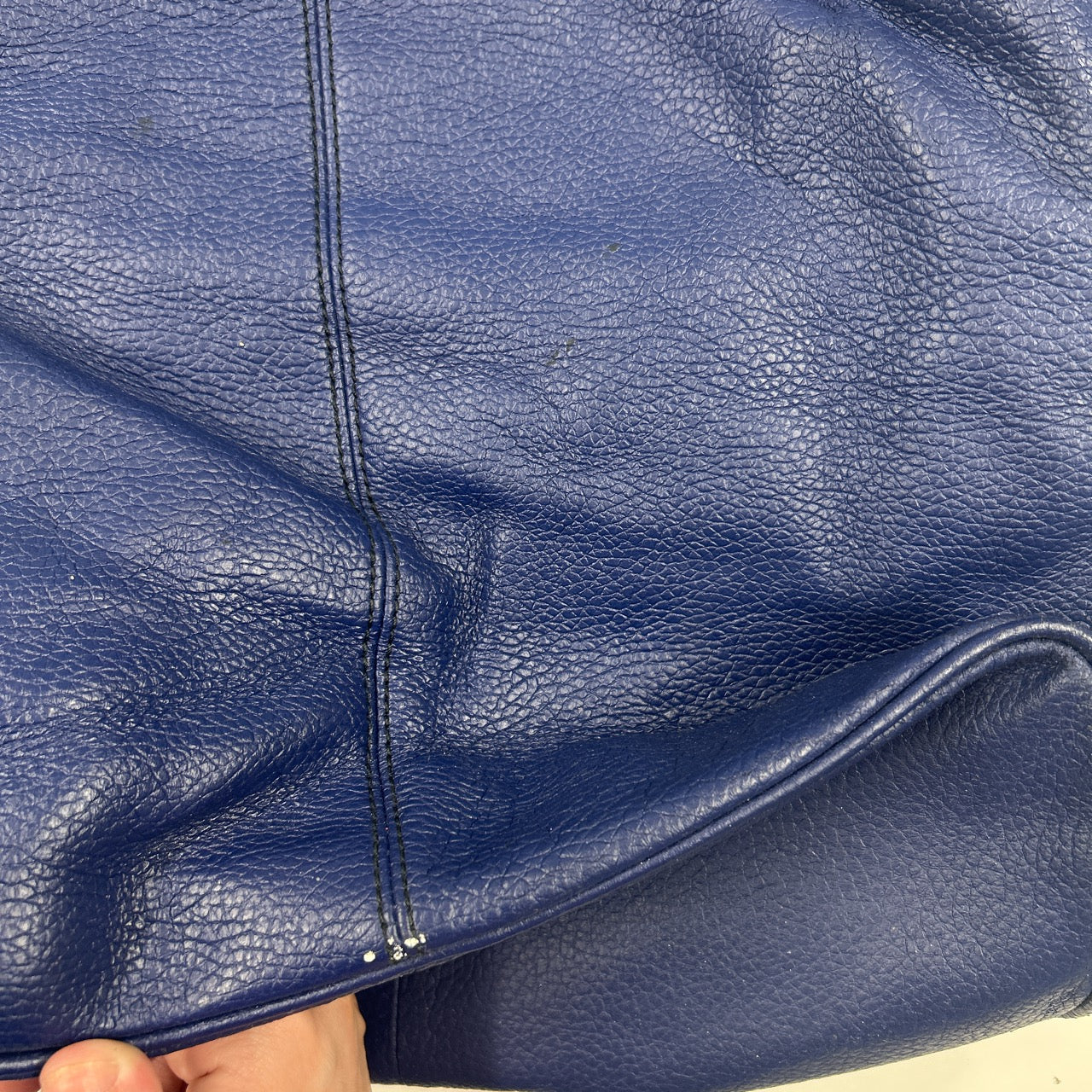 blue genuine leather buckle shoulder bag
