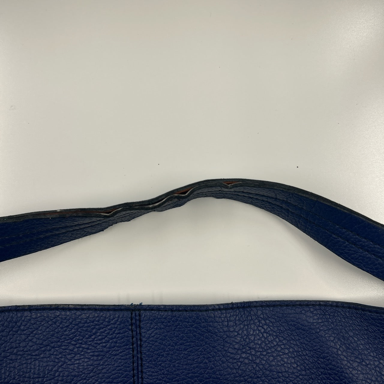 blue genuine leather buckle shoulder bag