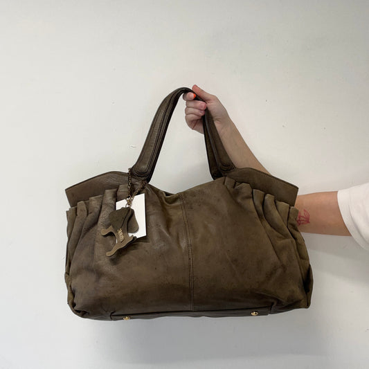 brown genuine leather shoulder bag