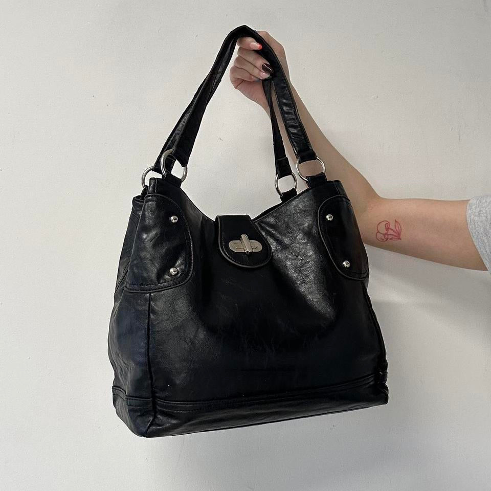 black leather buckle shoulder bag