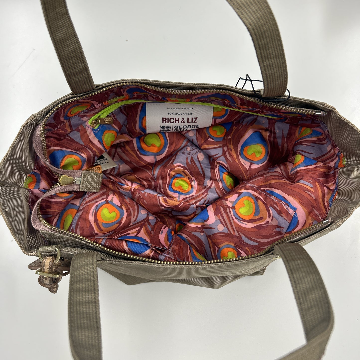 tanned and pink stitching Rich and Liz George Gina and Lucy shoulder bag
