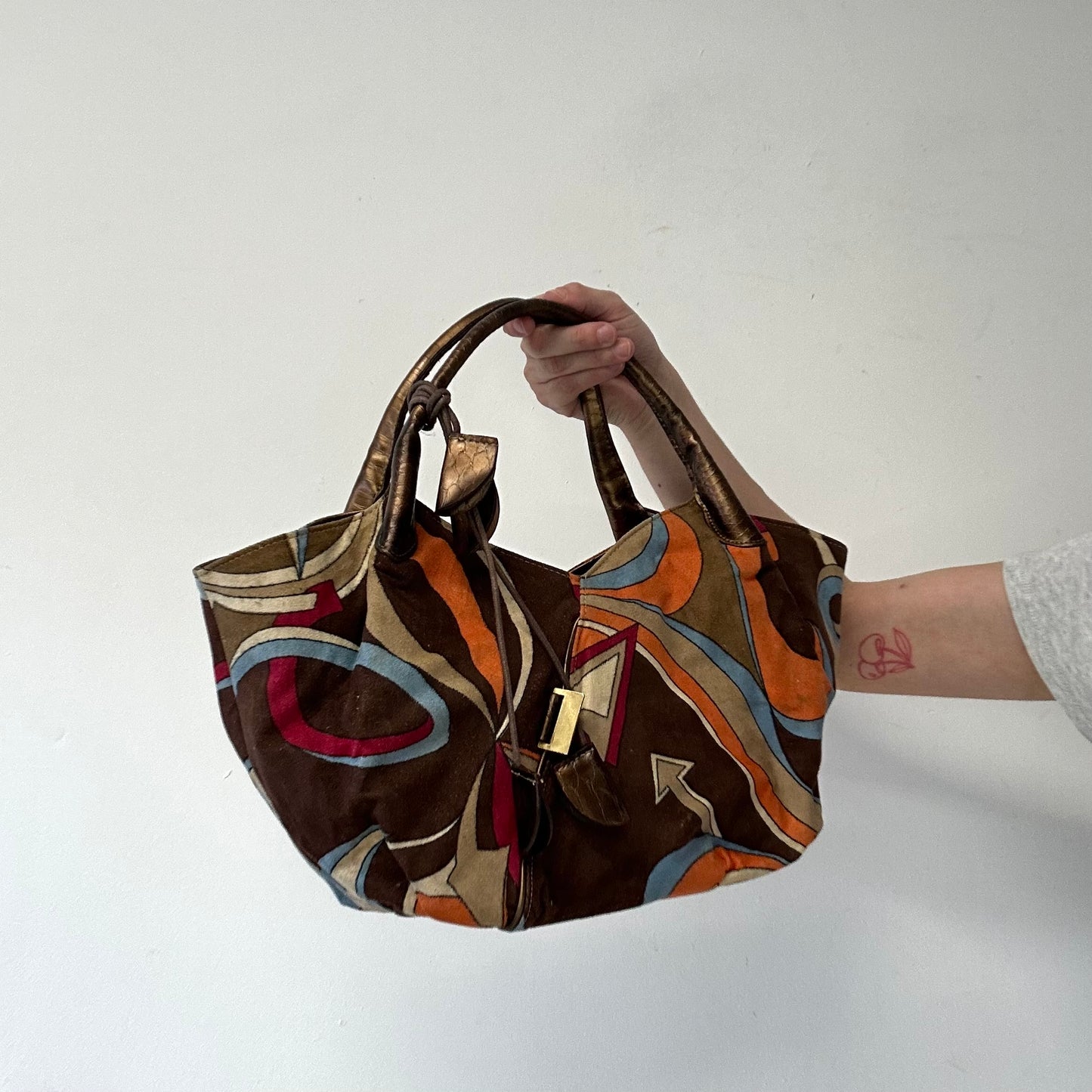 brown orange 70s soft feel shoulder bag