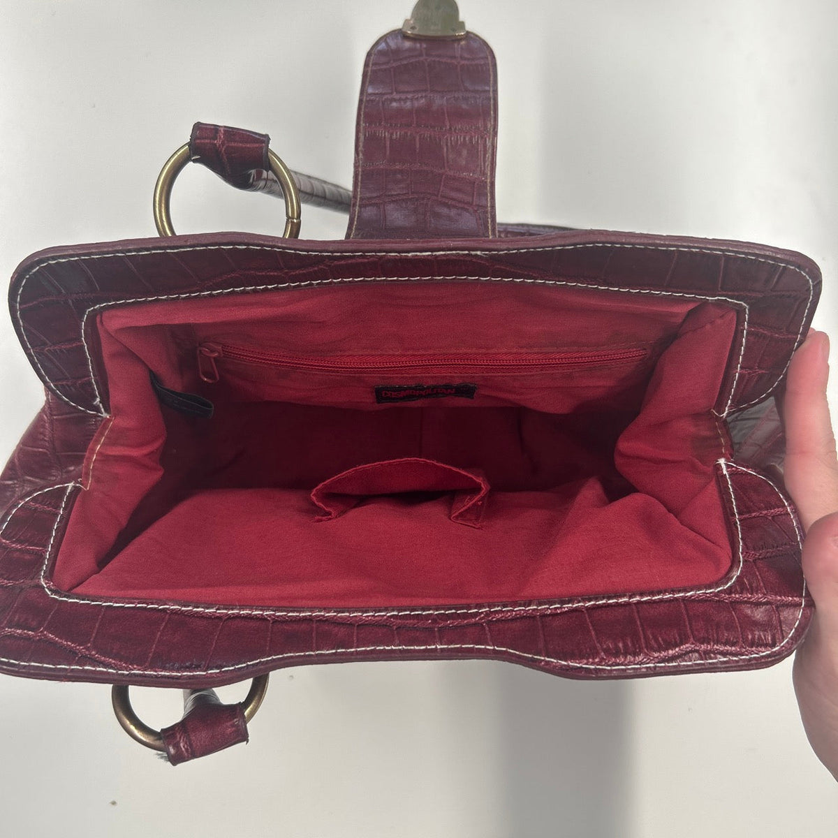 dark red burgundy faux leather buckle  shoulder bag