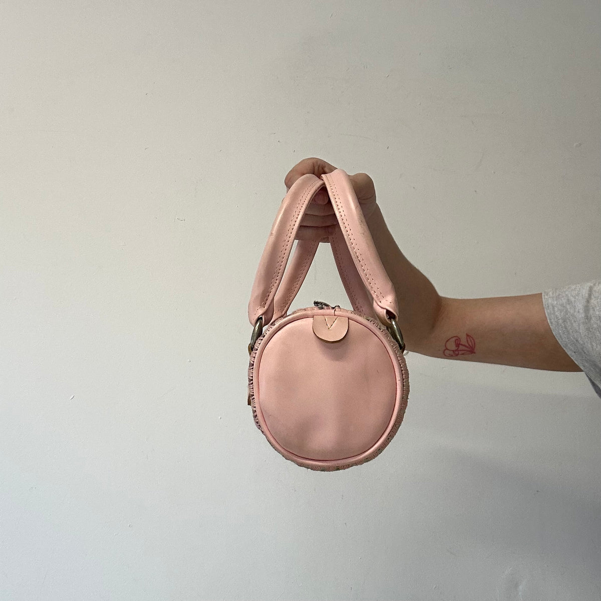 pastel patchwork stitching barrel mini handbag
