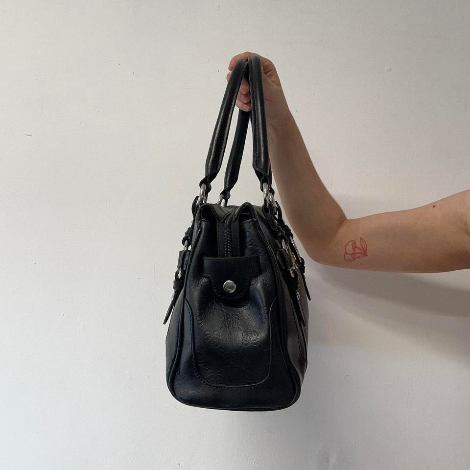 black faux leather silverware shoulder bag