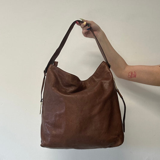 brown genuine leather shoulder bag