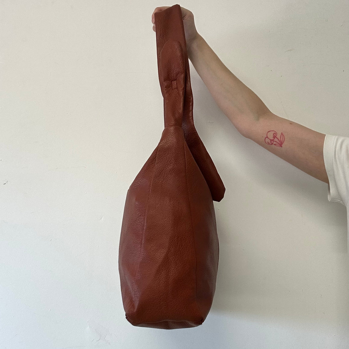 brown faux leather shoulder bag