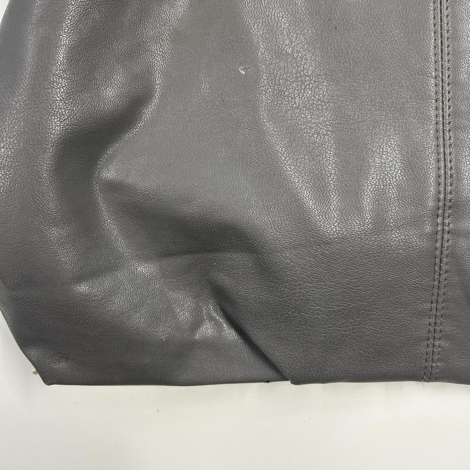 grey faux leather ruffled shoulder bag