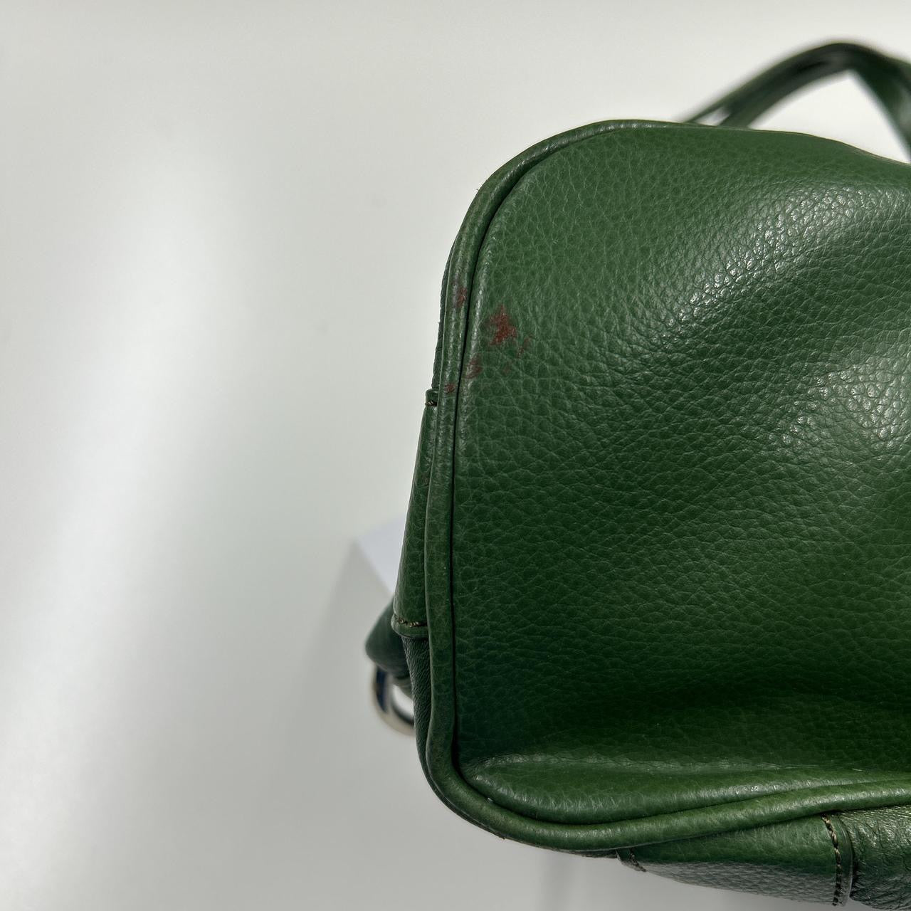 green genuine leather buckle shoulder bag