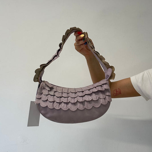 lilac faux leather layered shoulder bag