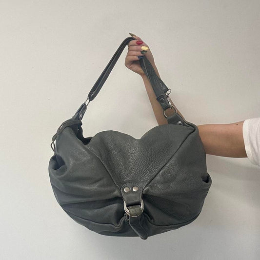grey teal slouchy leather shoulder bag