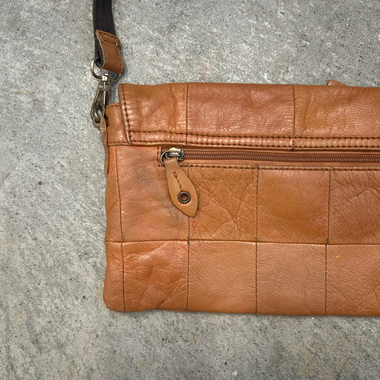 brown genuine leather buckle shoulder bag